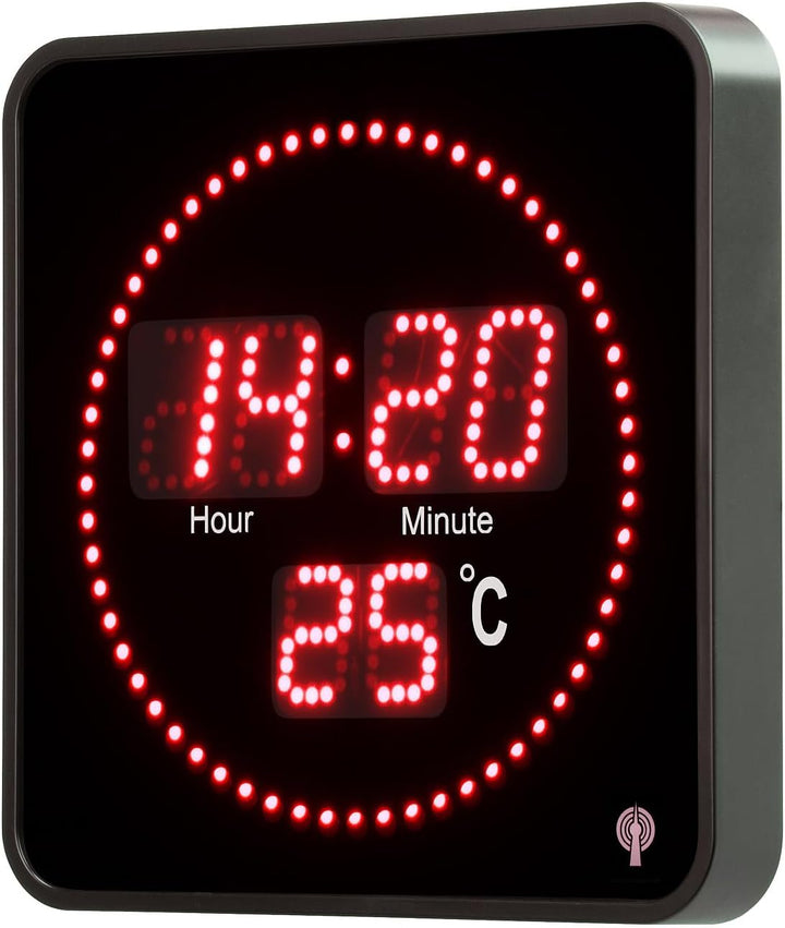 Lunartec Wanduhr Digital: Flache LED-Funk-Tisch- und Wanduhr, Temperatur-Anzeige, rote LEDs (Uhren,
