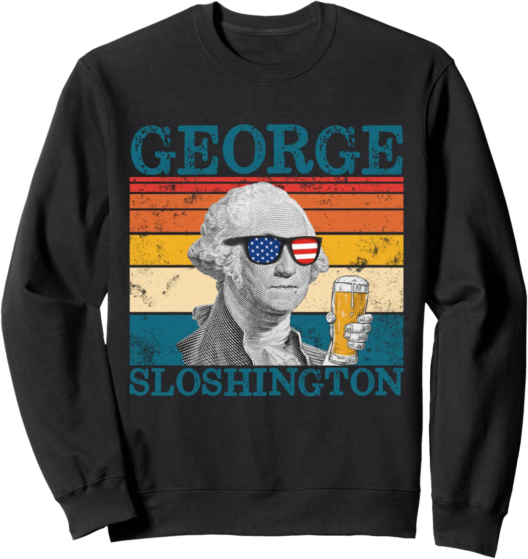 George Sloshington Retro trinkender Präsident Washington Sweatshirt