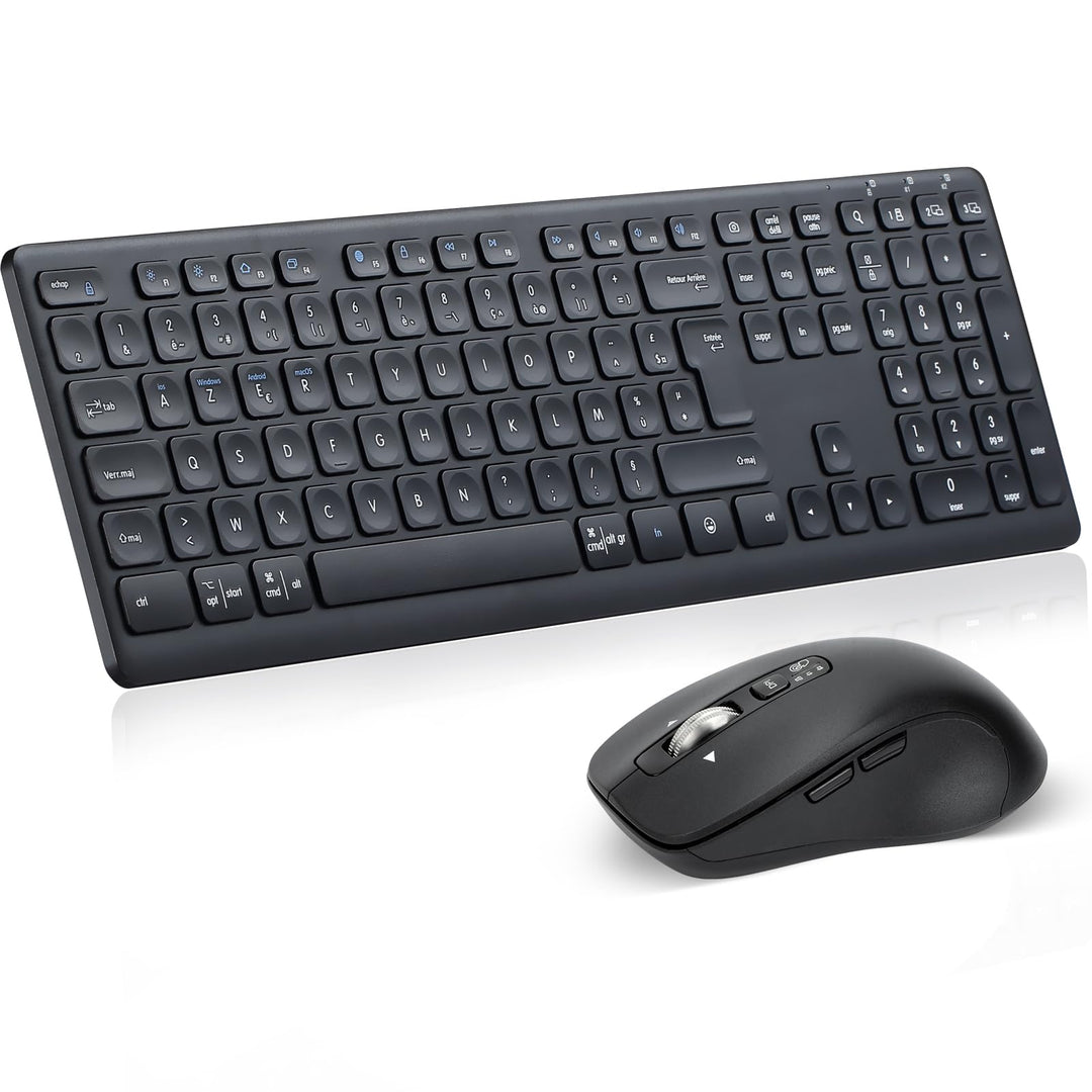 CITLLA M9300 Wireless Combination Keyboard and Mouse, 2 in 1 USB Receiver and Two Bluetooth, Multi-D