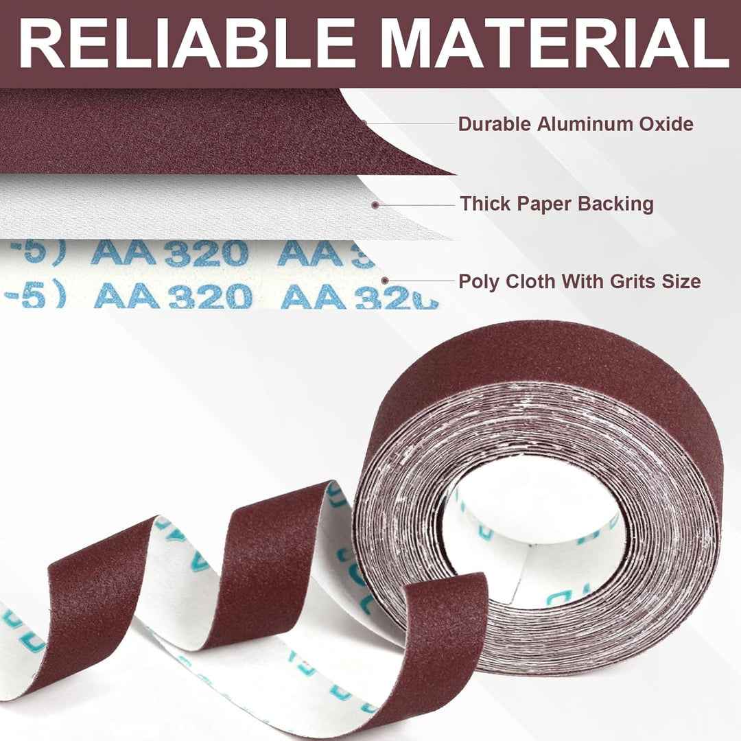 6 Rollen Schleifpapier Rolle mit Spender, 2,5 cm x 6 m Schleifleinen 80/120/240/320/400/600 Körnung,