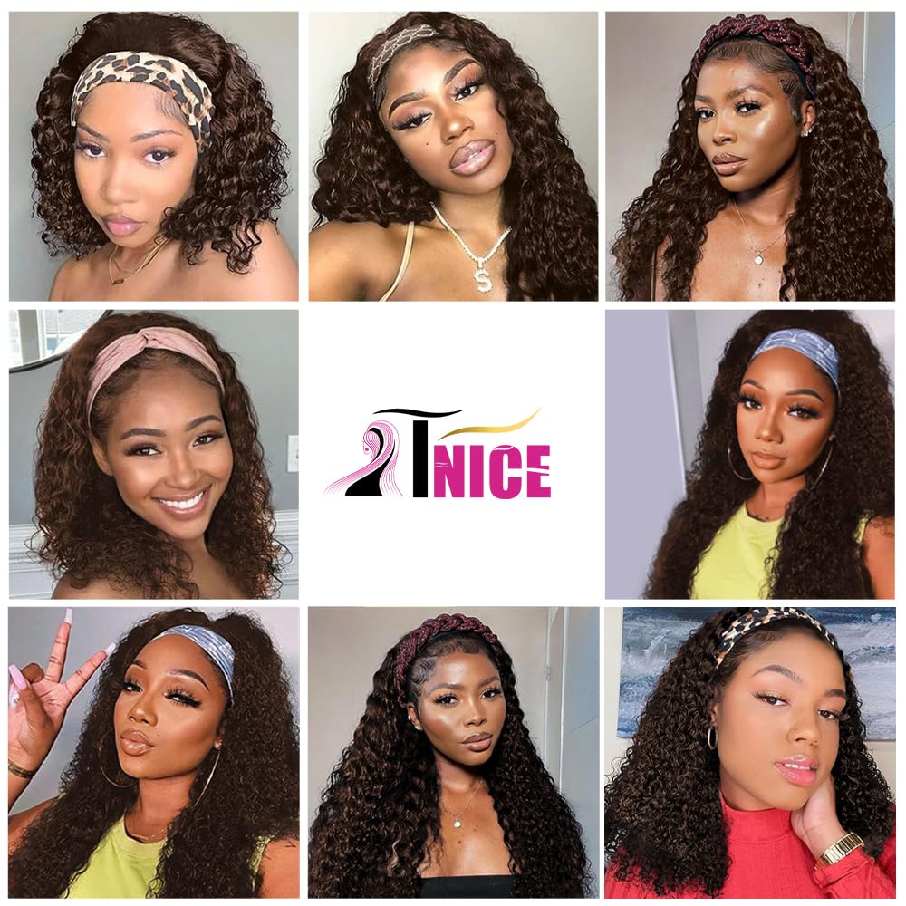 TNICE Headband Wig Menschenhaar Deep Wave 20 Inch Machine Made Ohne Spitze Front Wig Brasilianisch V