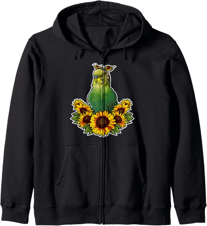 Wellensittich Geschenk Sonnenblumen Dekor Wellensittich Kapuzenjacke