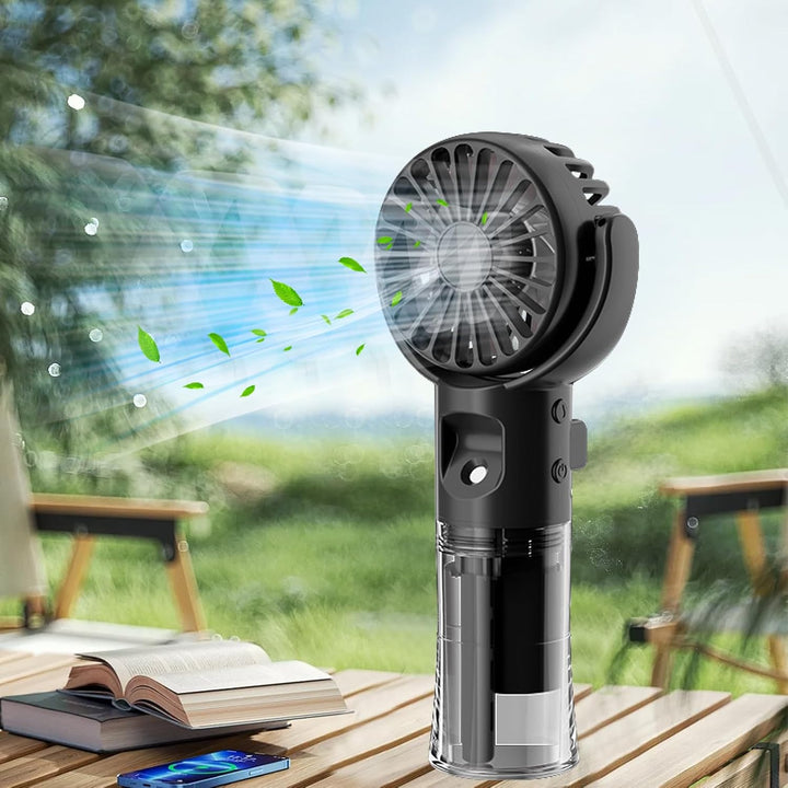 Handventilator mit Wasserkühlung, Tragbarer Handventilator USB Wiederaufladbarer, 4 Geschwindigkeite