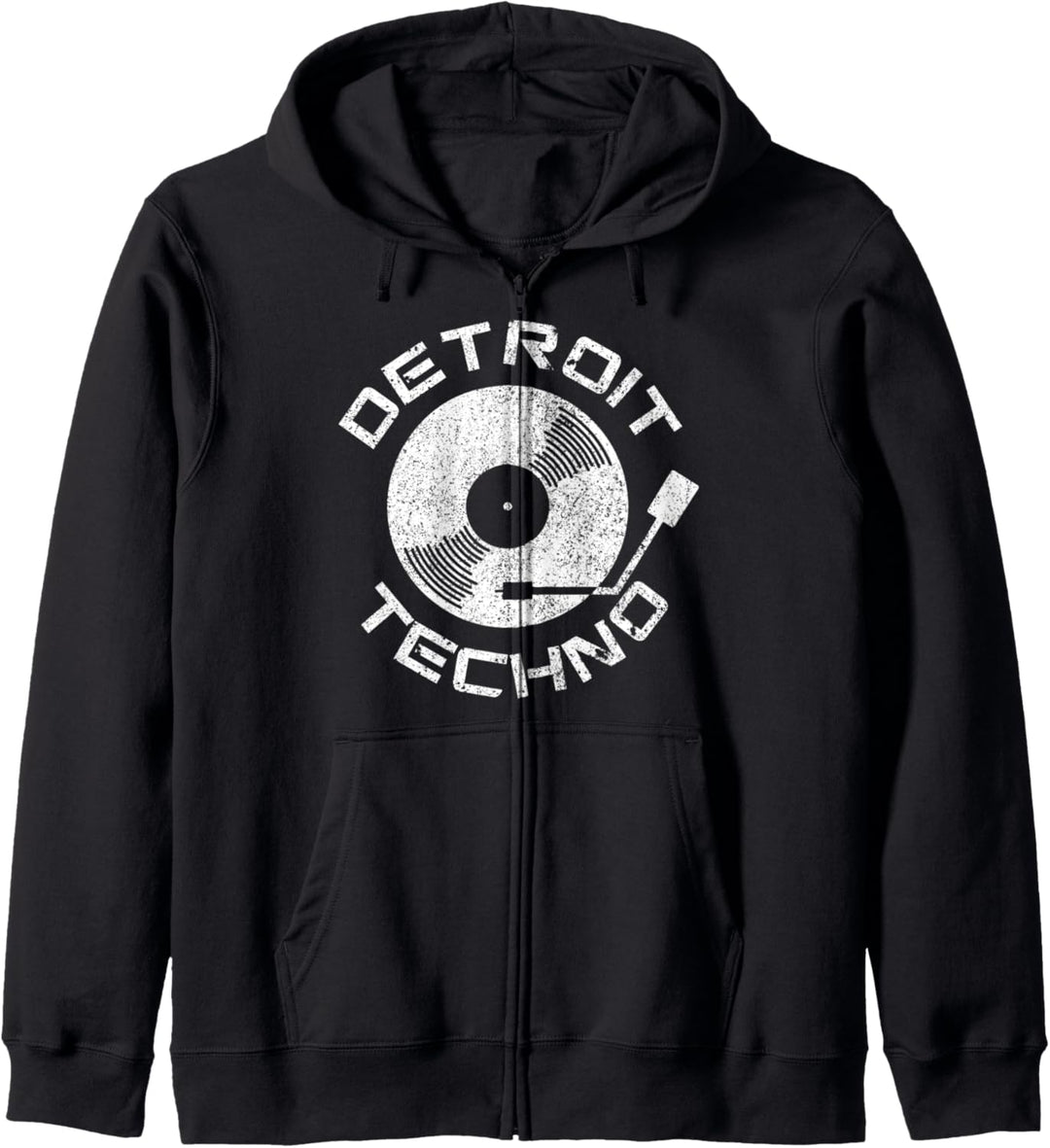 Detroit Techno Raver DJ Vintage Retro Schallplatte Geschenk Kapuzenjacke