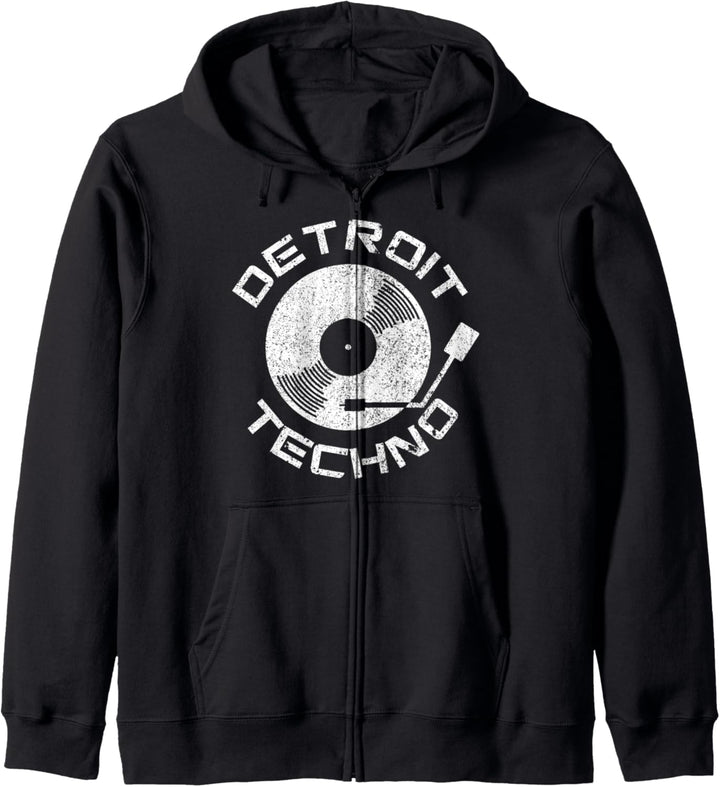 Detroit Techno Raver DJ Vintage Retro Schallplatte Geschenk Kapuzenjacke