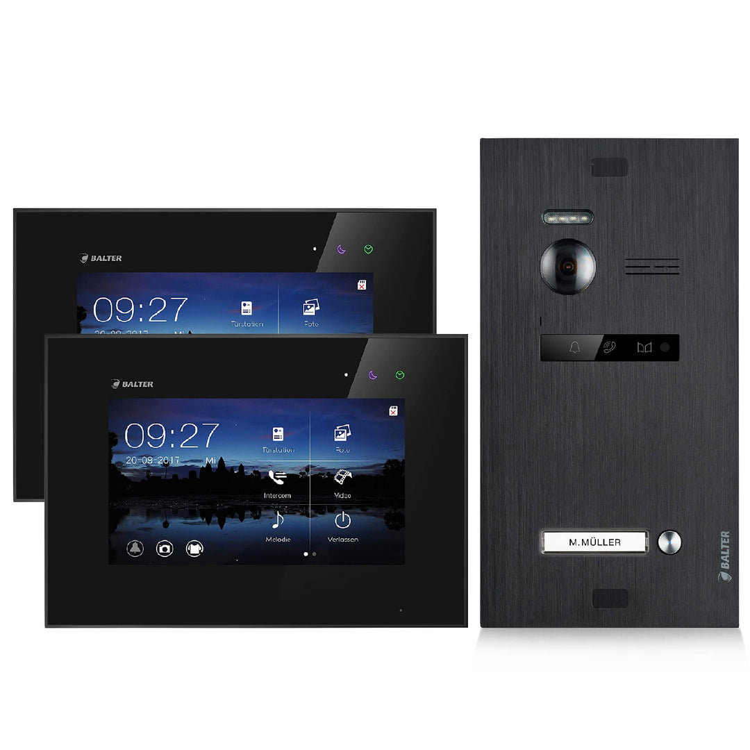 Balter EVO Video Türsprechanlage ✓ Touchscreen 7 Zoll Monitor Schwarz ✓ 2-Draht Bus ✓ Schwarze Türst