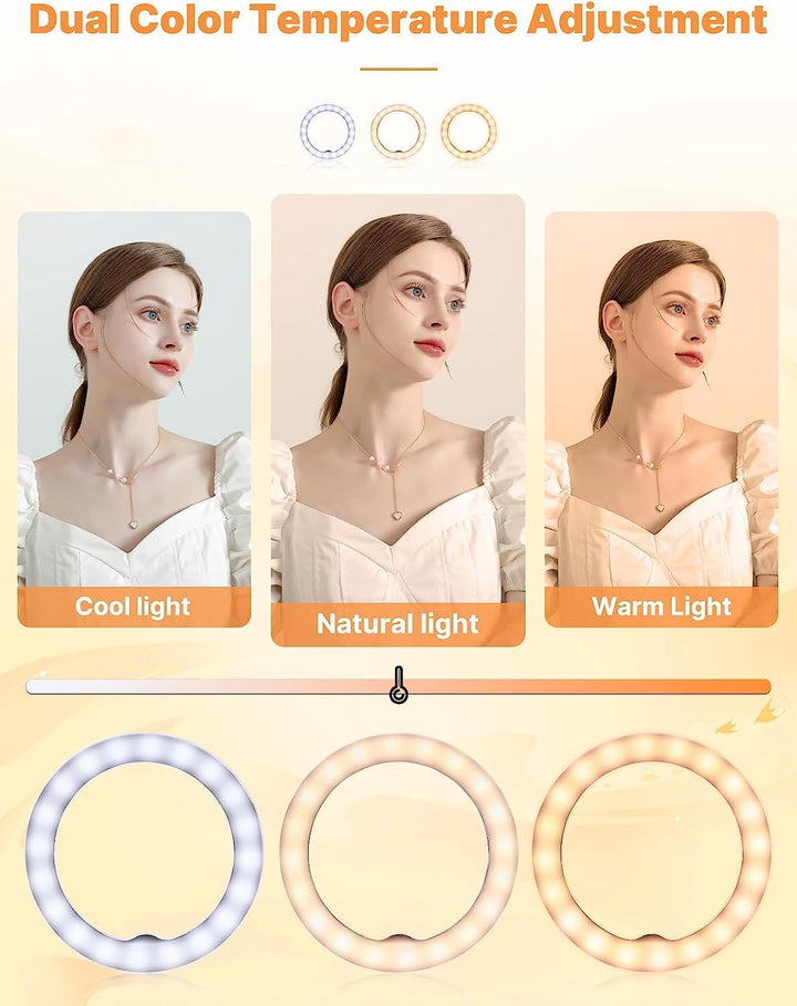 Ringlicht Handy ULANZI 4" Selfie Licht Handy, 3 Farbtemperaturen 3000K-7000K, Ringleuchte 5 Helligke