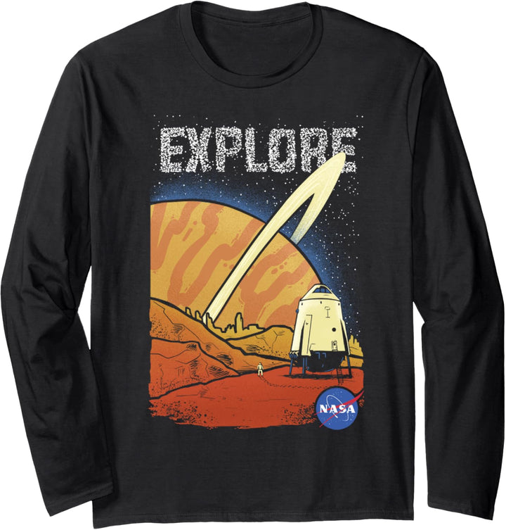 NASA Explore Mars Text Poster Langarmshirt