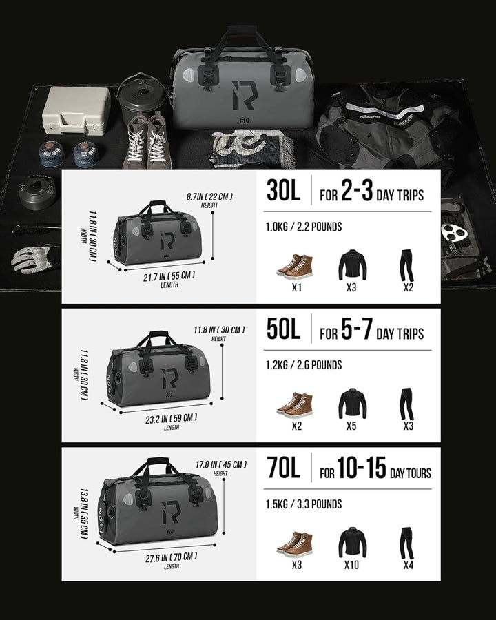 BORLENI Motorrad Hecktasche Gepäckrolle wasserdicht 30L – Premium Motorradtasche mit Rolltop, Reflek