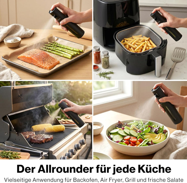 EDELHAUS Edelstahl Ölsprüher - Hochwertige Öl-Sprühflasche aus Edelstahl &amp; Glas, für gesundes Kochen