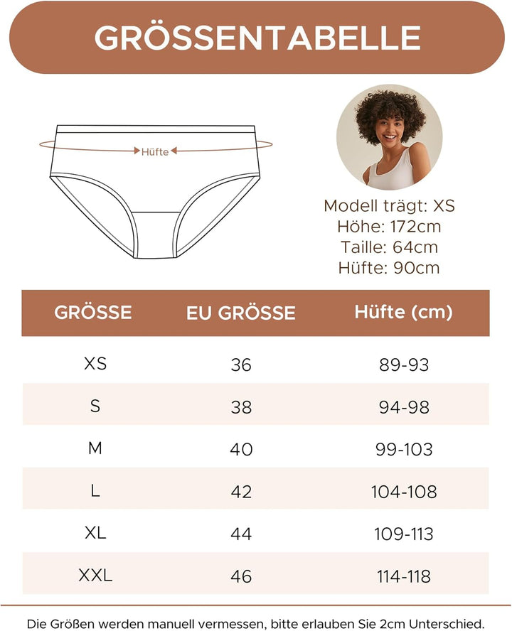 INNERSY Unterhosen Damen Baumwolle Atmungsaktive Hipster Unterwäsche Basic Bequem Panties 6er Pack X