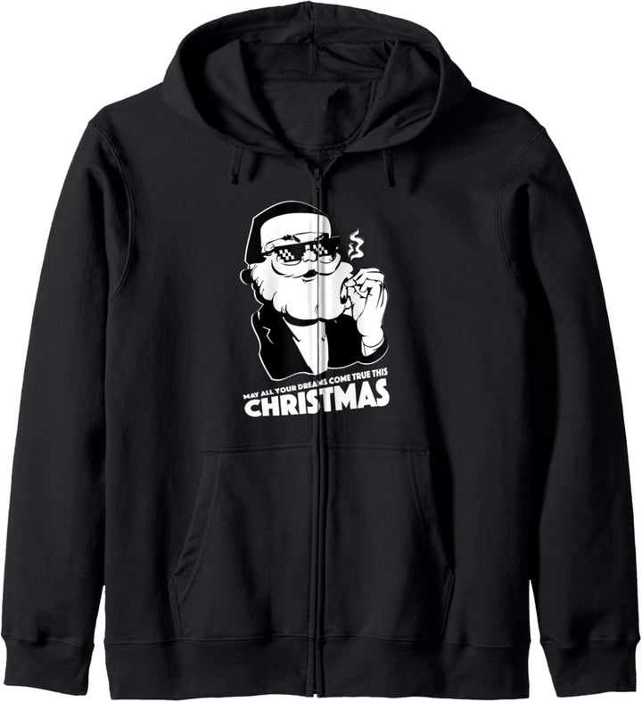 Cool Retro Santa Smoking Weed Kapuzenjacke