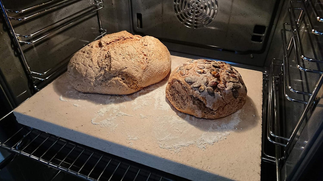 Pizzastein Brotbackstein Flammkuchenplatte aus Speicherschamotte, Für E-Herde