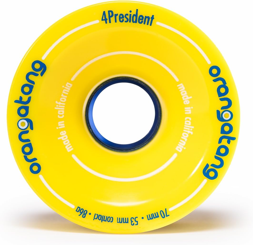 Orangatang 4 President 70 mm 86a Cruising Longboard Skateboard Wheels (Yellow, Set of 4) Druck7 70,