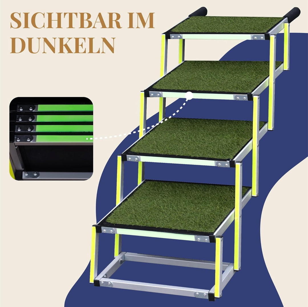 Hundetreppe Auto Klappbar - Hundetreppe Grosse Hunde - Anti-rutsch Kunstrasen Einsatz - Leuchtende L