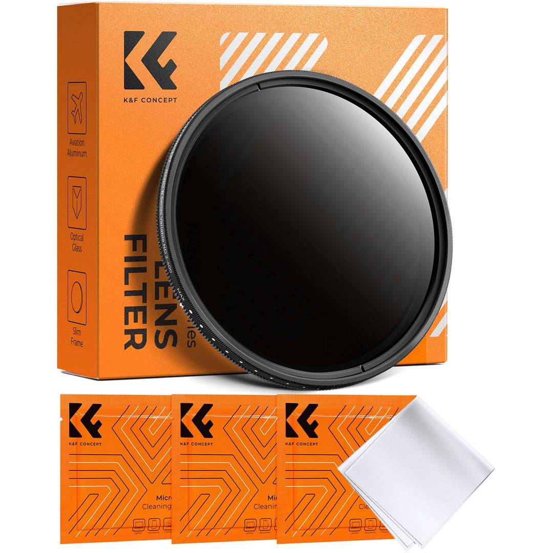 K&F Concept B-Serie 67mm ND Filter Variabler ND2-ND400 (1-9 Stop) Slim Neutral Graufilter, 67mm