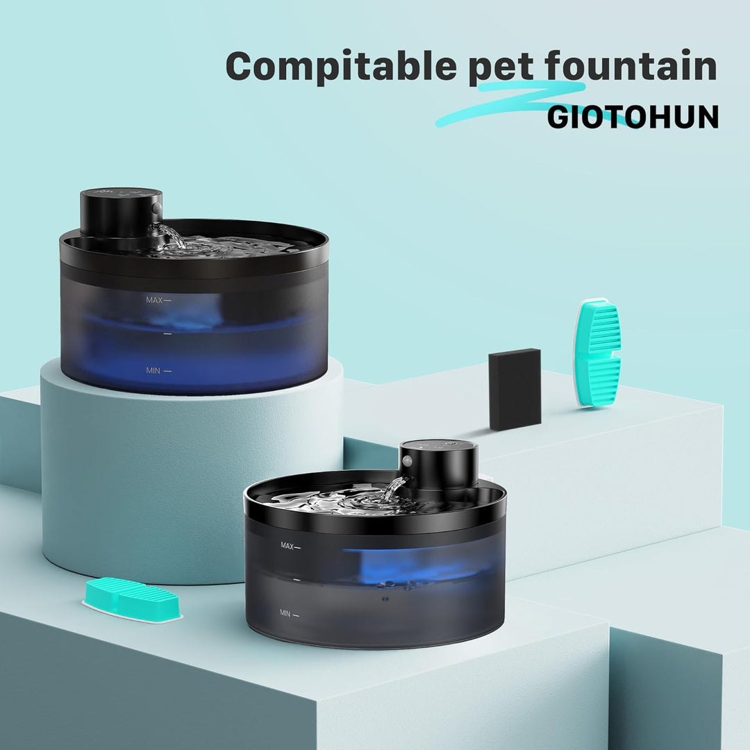 GIOTOHUN Katzenwasserbrunnenfilter: 12 Kohlefilter + 12 Schaumstofffilter – Haustier-Wasserbrunnenfi
