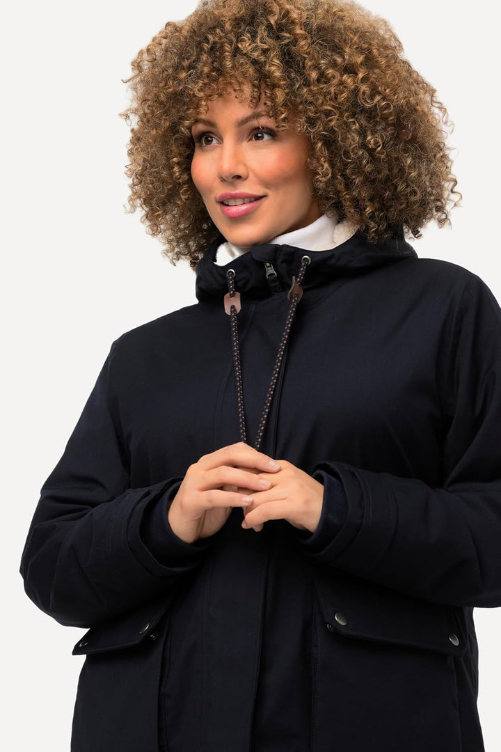 Ulla Popken Damen Hyprar Funktionsjacke mit Teddyfutter Jacken 46-48 marine, 46-48 marine