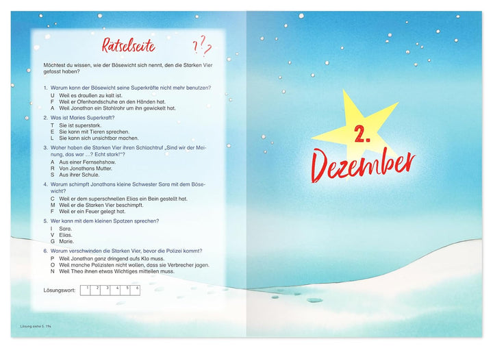 Die vier Superhelden lösen den Weihnachtsfall: Ein Krimi-Adventskalender mit 24 Rätseln, Kalender