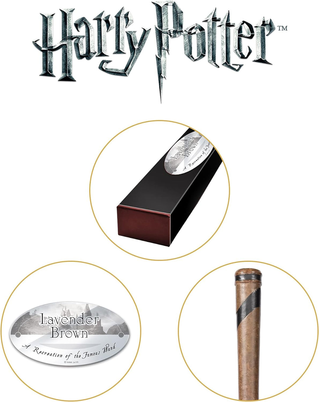 The Noble Collection - Lavender Brown Character Wand - 15in (38cm) Wizarding World Wand with Name Ta