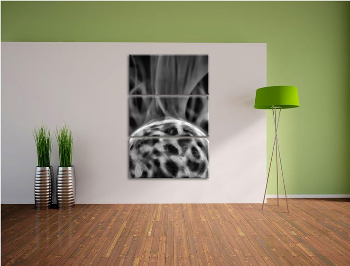 Pixxprint leuchtender Energieball als Leinwandbild/Grösse: 3 Teilig (120x80) cm/Wandbild/Kunstdruck/