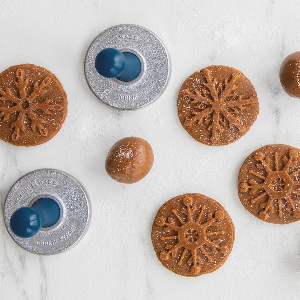 Nordic Ware Schneeflocke Cookie Stamps (3er Set), stabiles Aluminiumguss-Keksstempel-Set, Cookie Pre