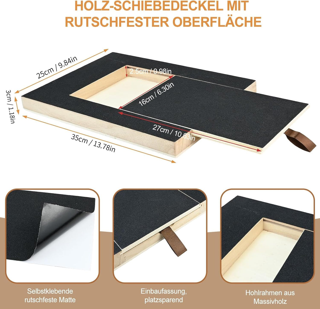 Krallenschleifer für Hunde - 35x25x3cm Holz Scratch Hund mit Leckerlibox, Inklusive Enthaarer und 2x