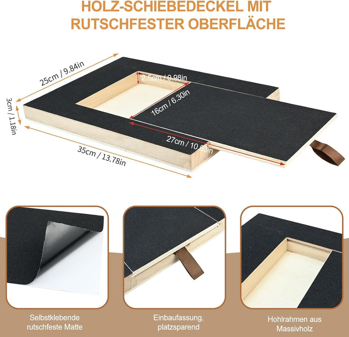 Krallenschleifer für Hunde - 35x25x3cm Holz Scratch Hund mit Leckerlibox, Inklusive Enthaarer und 2x