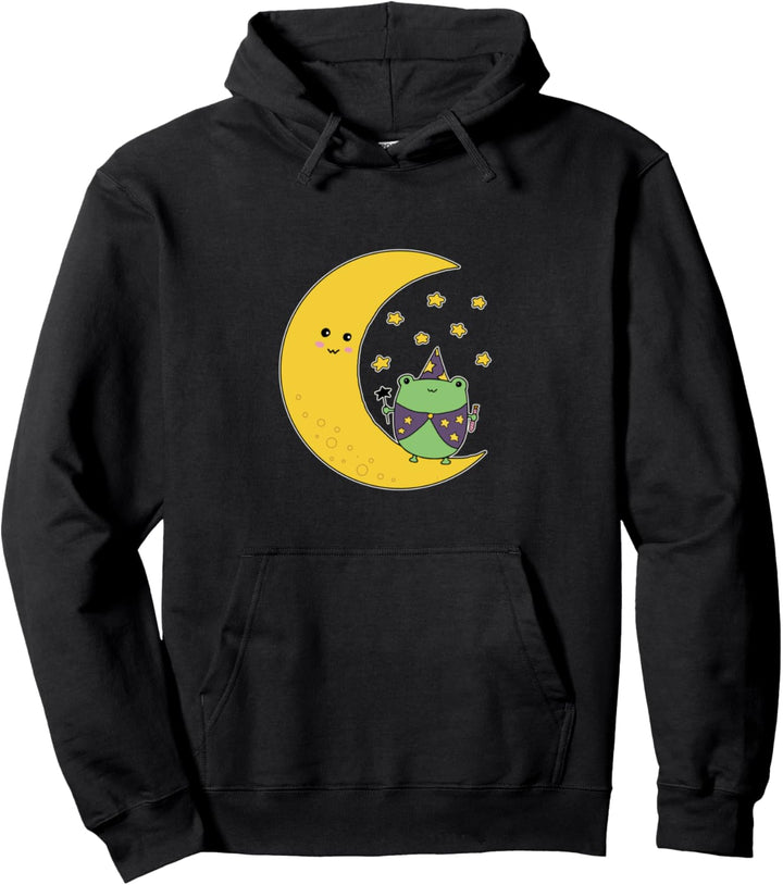 Fairycore Kawaii Mond Frosch Zauberer Zauberer Froggy Hexe Pullover Hoodie