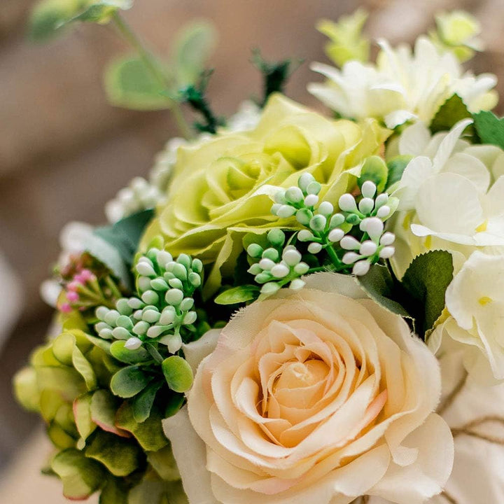 Künstliche Blumen Seidenrosen Blumensträusse Dekoration mit Keramikvase für Tisch Zuhause Büro Hochz