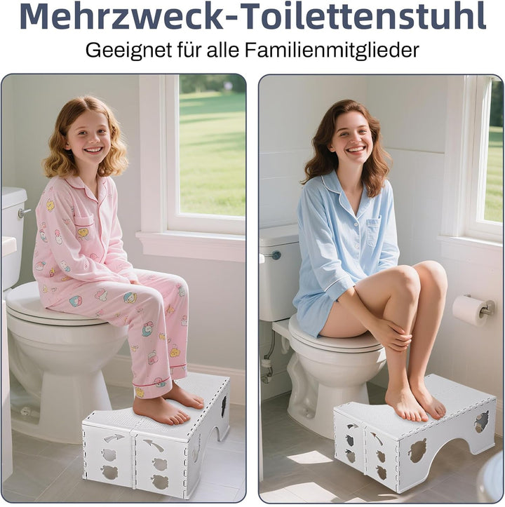 Toilettenhocker Klappbar - Physiologischer Hocker Badezimmer für Erwachsene und Kinder - WC Hocker f