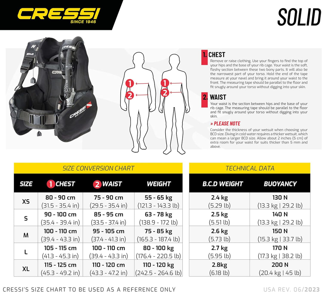 Cressi Solid Dive Center Edition Tauchjackets Gute Tarierung L Schwarz, L Schwarz