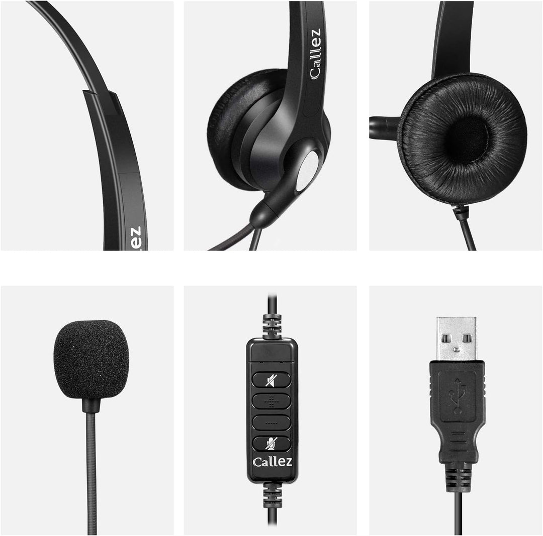 Callez USB Headset PC für Business Skype UC Lync SoftPhone Call Center Office, Stereo PC Kopfhörer m