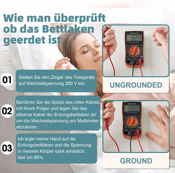 RIQINXIN Silberfaser Erdungsmatte Atmungsaktive Erdungsbettmatte für Besseren Schlaf Erdungsbettlake