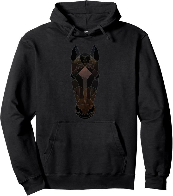 Geometrisches Muster Pferd Gesicht Tier Low Poly Grafik Pullover Hoodie