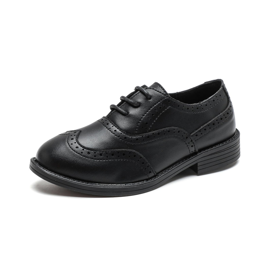 PPXID Jungen Schnürhalbschuhe Schule Oxfords Uniform Hochzeit Anzugschuhe 29 EU Schwarz, 29 EU Schwa