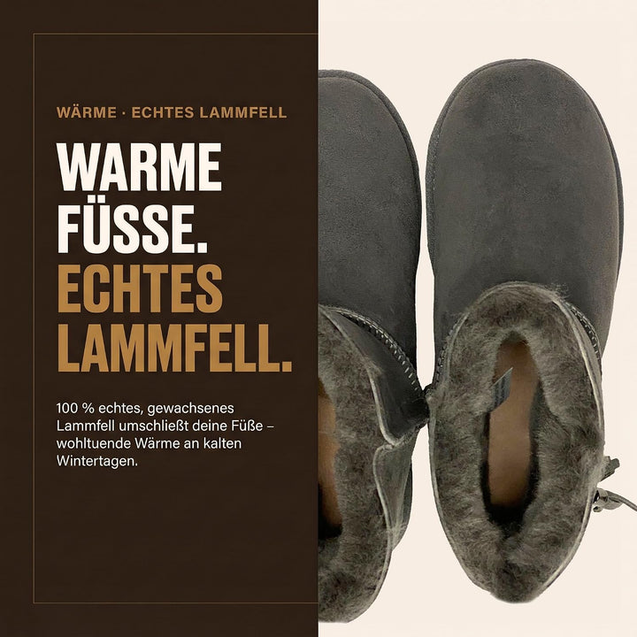 Rohn Lammfell Boots Stockholm, Winter-Stiefel aus 100% Lammfell, warme Schneeschuhe