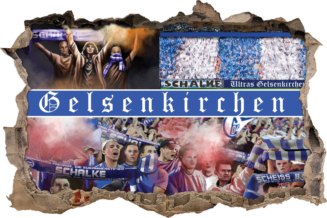 Ultras Gelsenkirchen, 3D Wandsticker Format: 62x42cm, Wanddekoration, 62x42