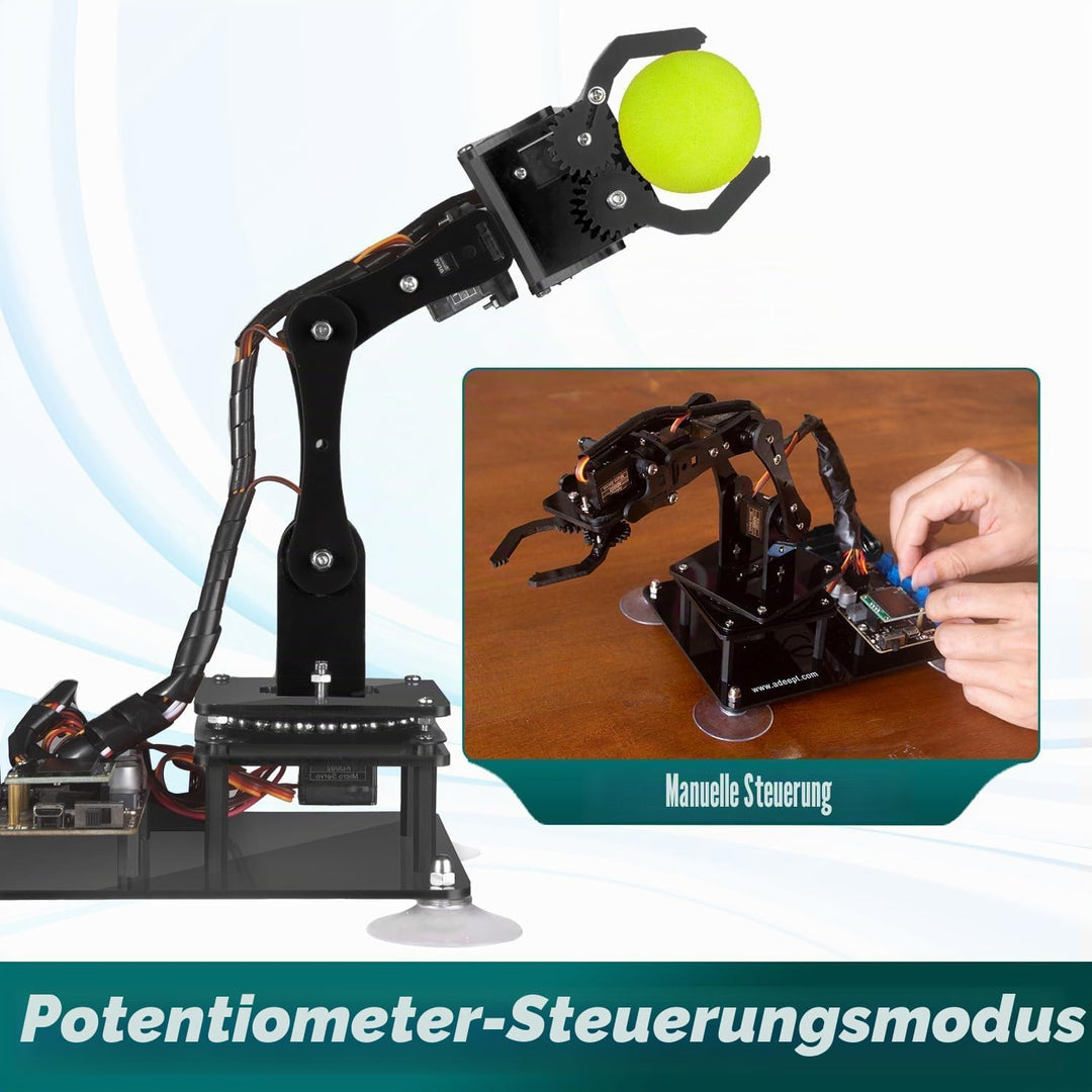 Adeept 5-DOF Roboterarm-Set, programmierbar, STEM, pädagogischer 5-Achsen-Roboterarm mit OLED-Displa