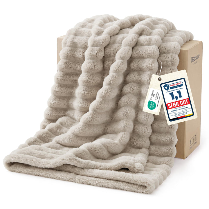 BEDSURE Kuscheldecke für Zimmer Deko - Wolldecke & Fleecedecke, Sofadecke, Weiche Warme Grobe Kordde