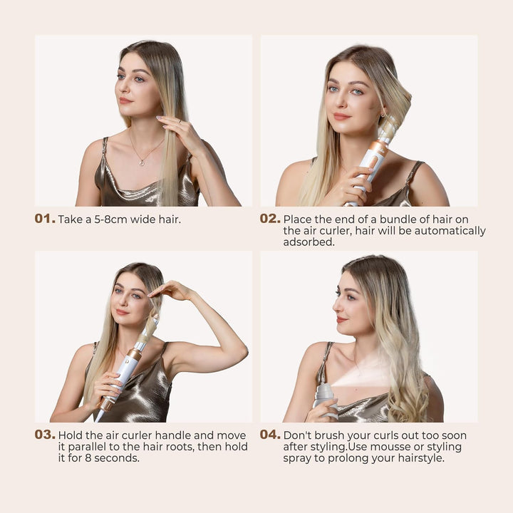 UKLISS 7 in 1 Airstyler & Haartrockner Pro, Föhn Set High Speed 110,000RPM mit Luft-Lockenstab Föhnb