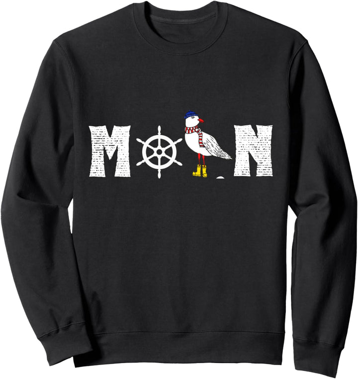 Moin mit Möwe und Steuerrad Nordsee Ostsee Maritim Style Sweatshirt