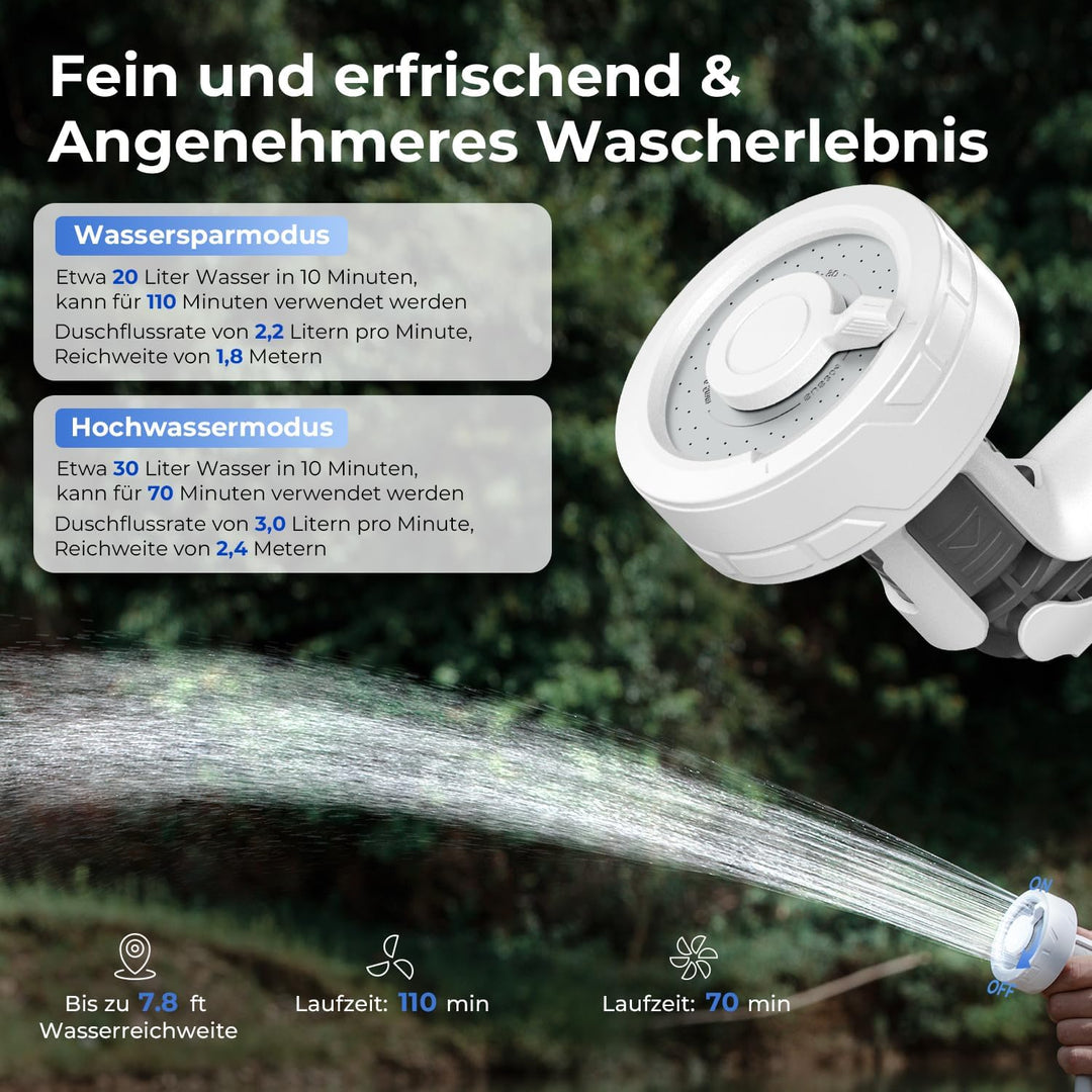 FLEXTAILGEAR Max Shower, Tragbare Campingdusche mit Akku und USB-C, Zwei Durchflussmodi, Outdoor-Dus