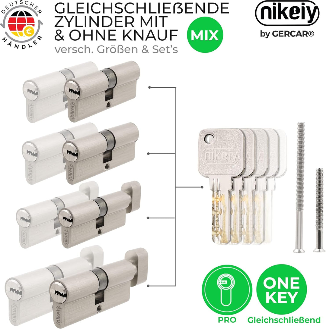 GERCAR Pro Schliessanlage DIY MIX Profilzylinder 35/35 Schliesszylinder gleichschliessend nach wunsc