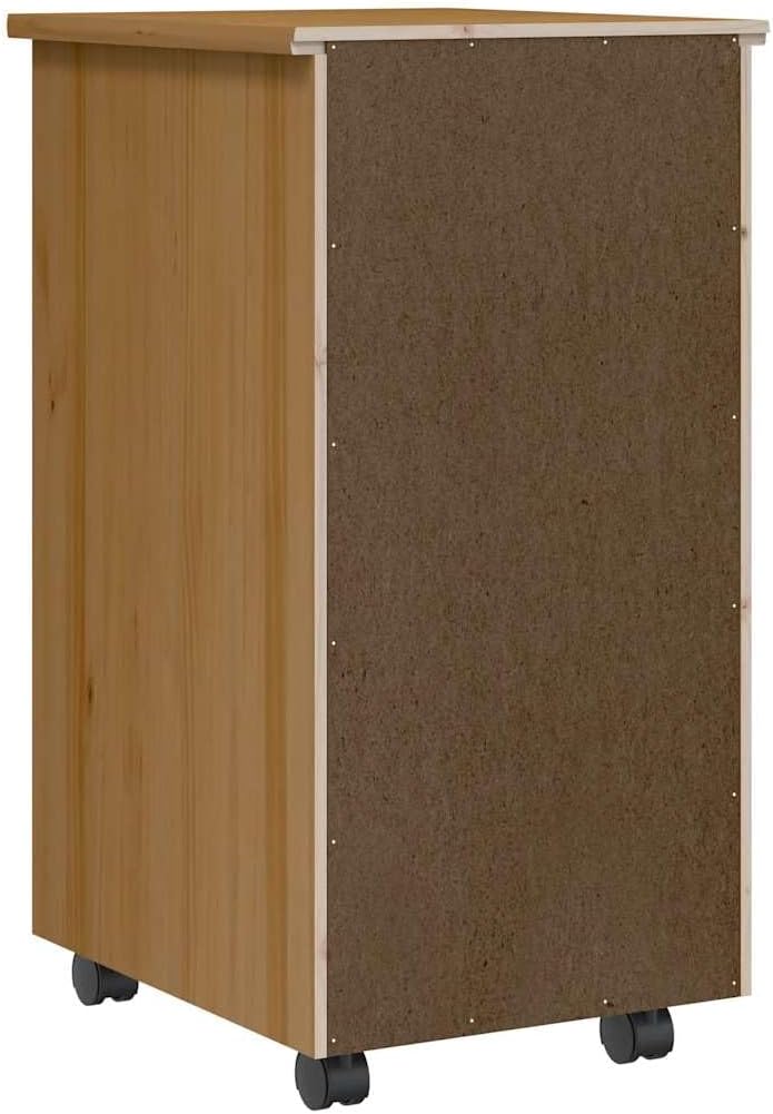 vidaXL Rollschrank mit Schubladen Moss Honigbraun Massivholz Kiefer, Kommode, Schubladenschrank, Sch