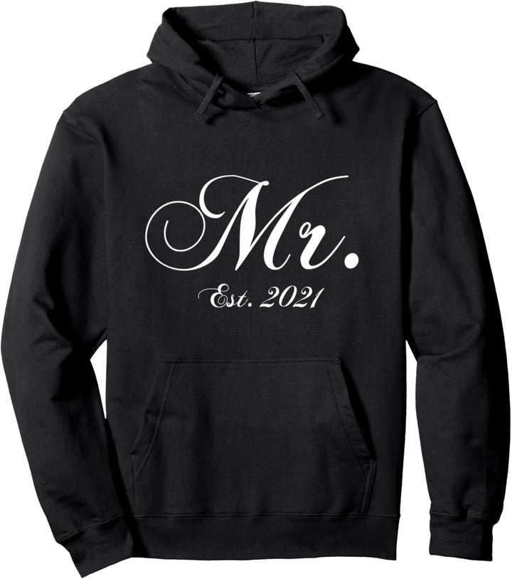 Einzigartige passende Flitterwochen Geschenke für Bräutigam Mr. Est. 2021 Pullover Hoodie