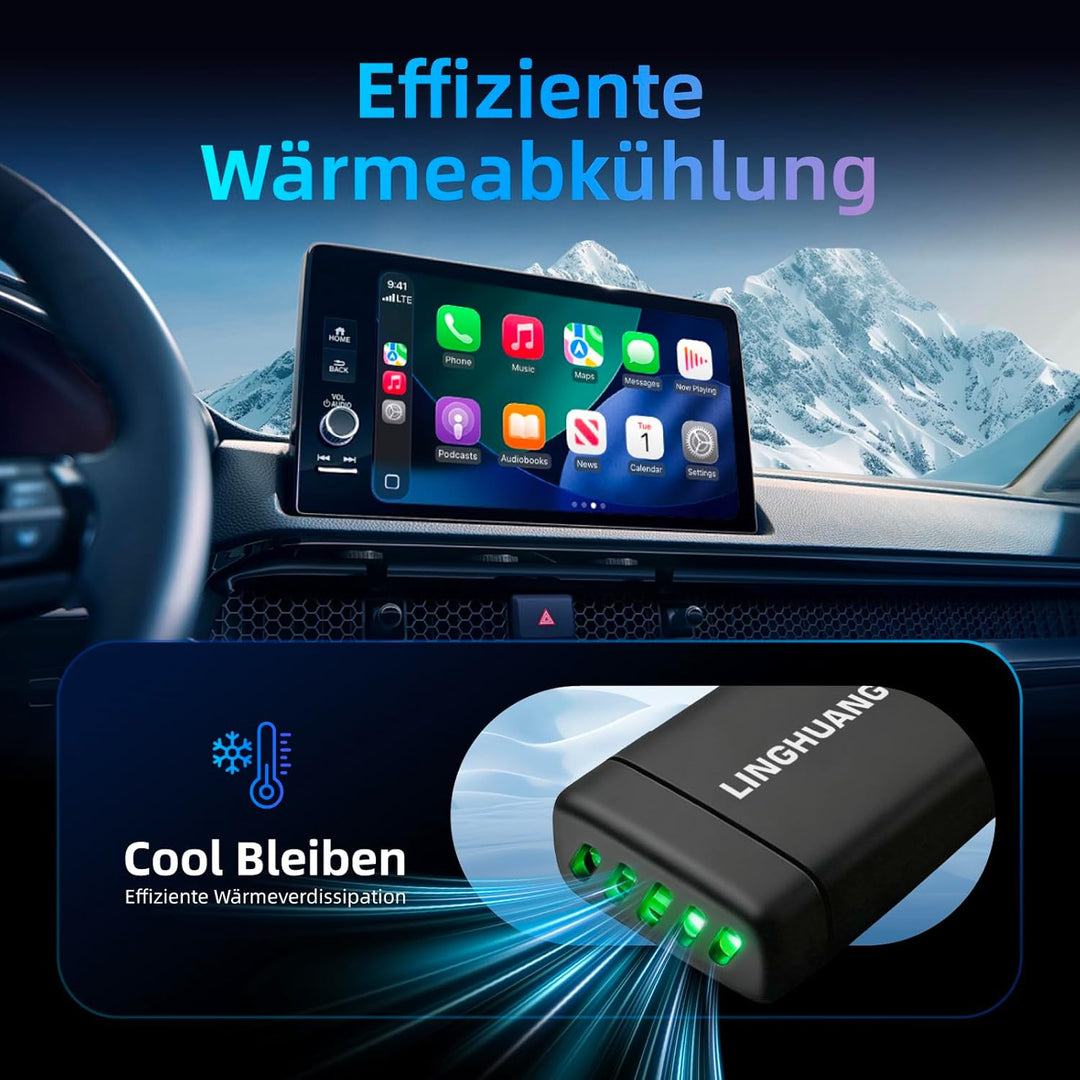 LINGHUANG CarPlay Wireless Adapter &amp; Android Auto, Mini Wireless CarPlay Adapter Upgrade von Wired a