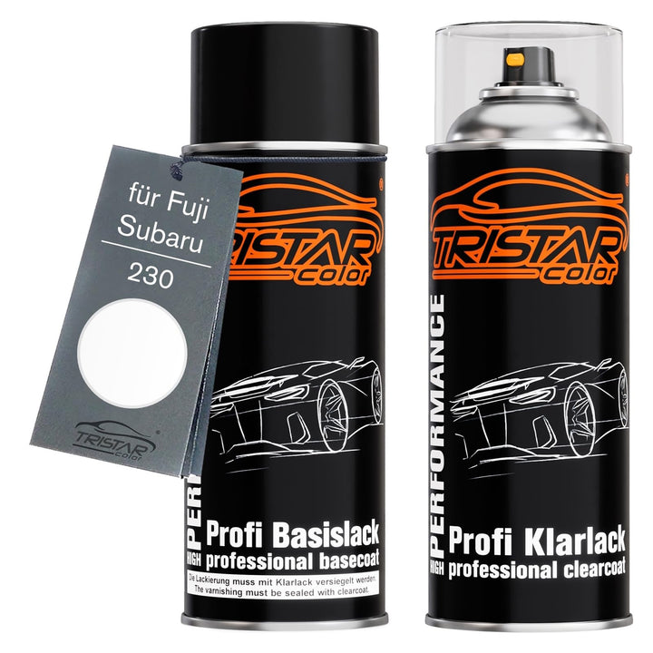 TRISTARcolor Autolack Spraydosen Set für Fuji/Subaru 230 White Basislack Klarlack Sprühdose 400ml