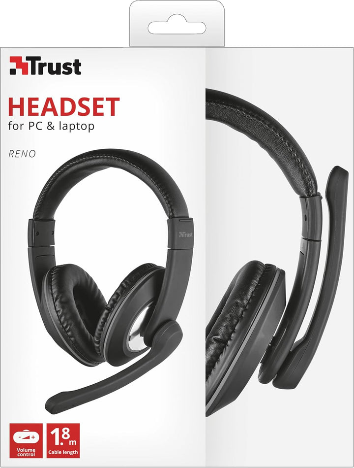 Trust 21662 Reno Headset (für PC und Laptop) schwarz, One Size