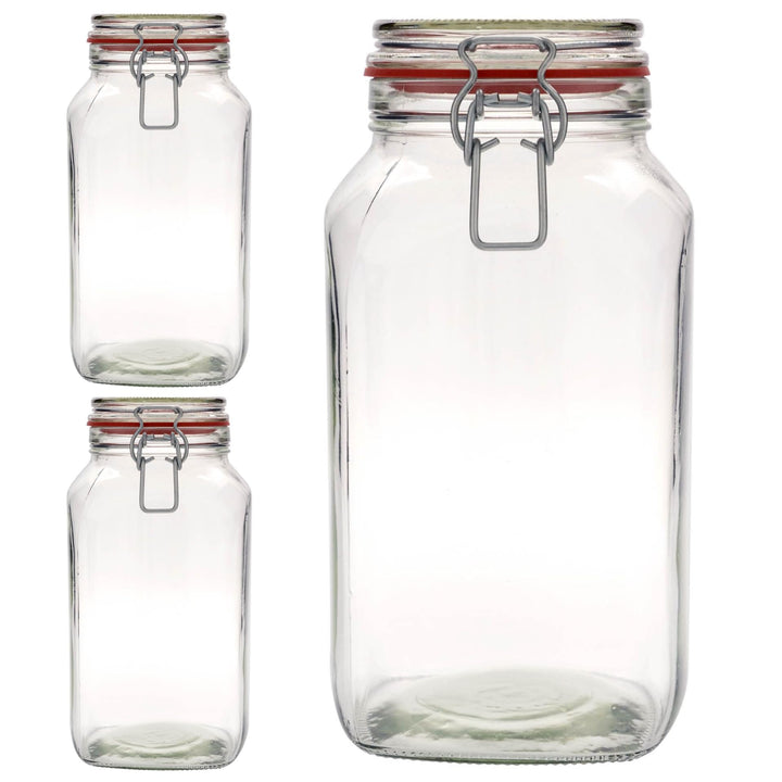 3 Drahtbügelgläser 2590ml | luftdichte Vorratsgläser, Einmachgläser | Ideal Aufbewahrung von Lebensm